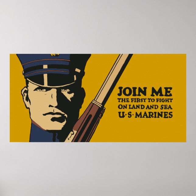 Retro US Marines, Join me Poster (Front)