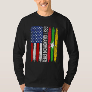 Retro Us Myanmar Flag Best Grandmom Ever Mother's T-Shirt