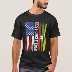 Retro Us Myanmar Flag Best Uncle Ever  Father's Da T-Shirt