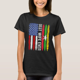Retro Us Myanmar Flag Best Wife Ever Mother's Day T-Shirt