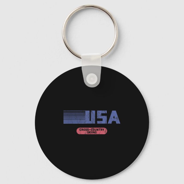 Retro Usa 2022 Team American Cross Country Skiing  Key Ring (Front)