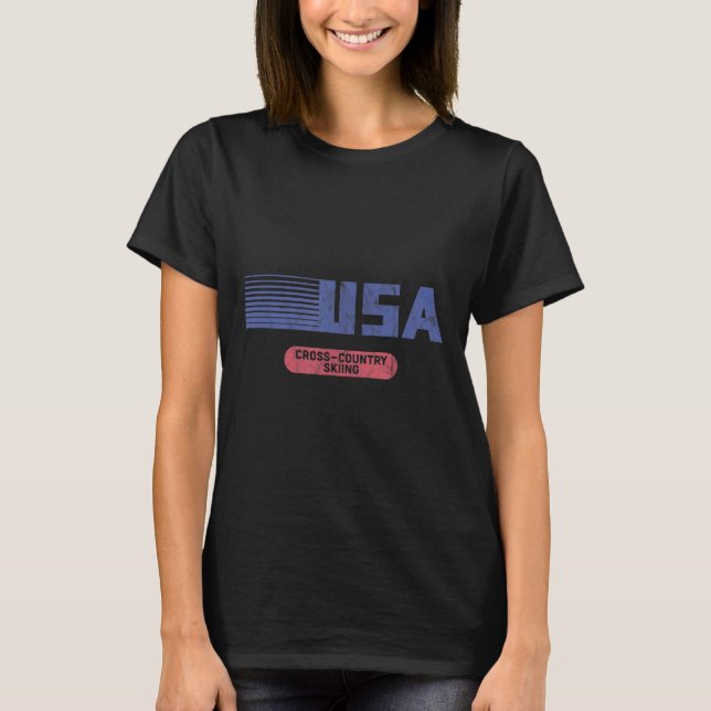 Retro Usa 2022 Team American Cross Country Skiing  T-Shirt (Front)