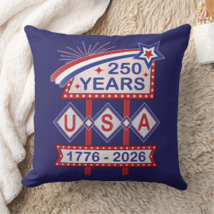 Retro USA 250th Anniversary Marquee Sign 1776-2026 Cushion