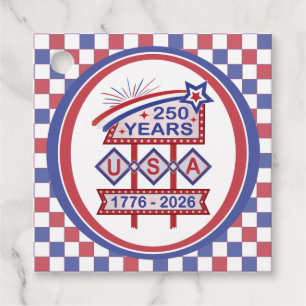 Retro USA 250th Anniversary Marquee Sign 1776-2026 Favour Tags