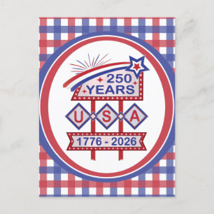 Retro USA 250th Anniversary Marquee Sign 1776-2026 Holiday Postcard