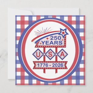 Retro USA 250th Anniversary Marquee Sign 1776-2026 Invitation