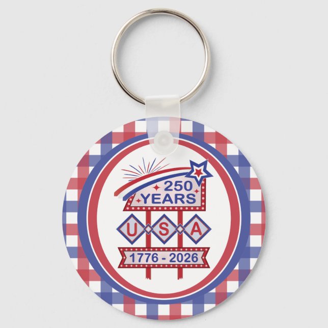 Retro USA 250th Anniversary Marquee Sign 1776-2026 Key Ring (Front)