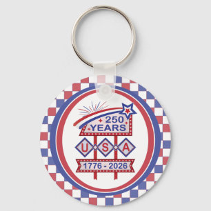 Retro USA 250th Anniversary Marquee Sign 1776-2026 Key Ring