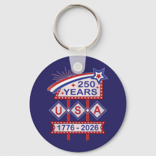 Retro USA 250th Anniversary Marquee Sign 1776-2026 Key Ring