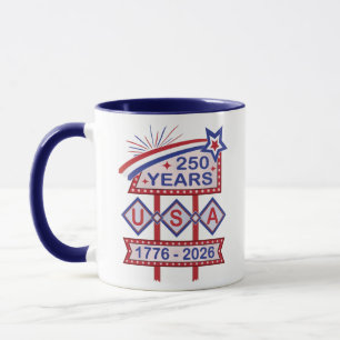 Retro USA 250th Anniversary Marquee Sign 1776-2026 Mug