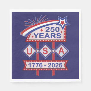 Retro USA 250th Anniversary Marquee Sign 1776-2026 Napkin