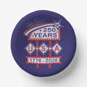 Retro USA 250th Anniversary Marquee Sign 1776-2026 Paper Plate