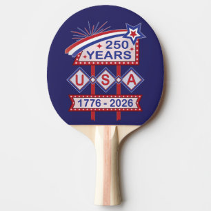 Retro USA 250th Anniversary Marquee Sign 1776-2026 Ping Pong Paddle
