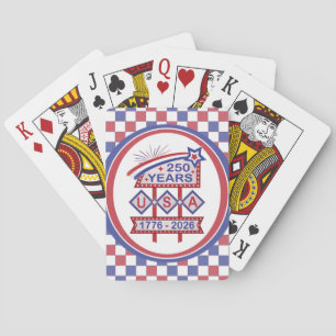 Retro USA 250th Anniversary Marquee Sign 1776-2026 Playing Cards