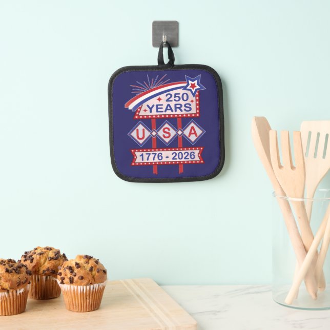 Retro USA 250th Anniversary Marquee Sign 1776-2026 Pot Holder (Insitu(Hanging))