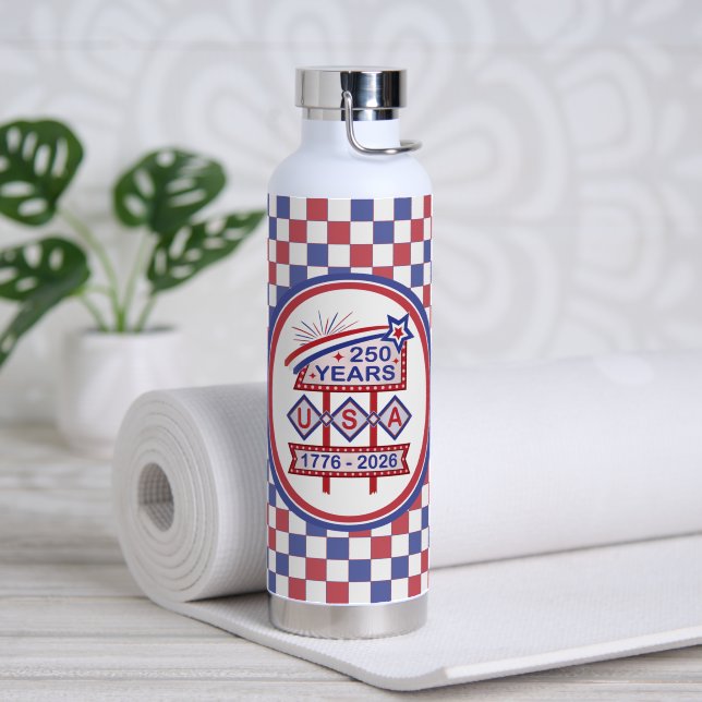 Retro USA 250th Anniversary Marquee Sign 1776-2026 Water Bottle (Yoga (Rotated))