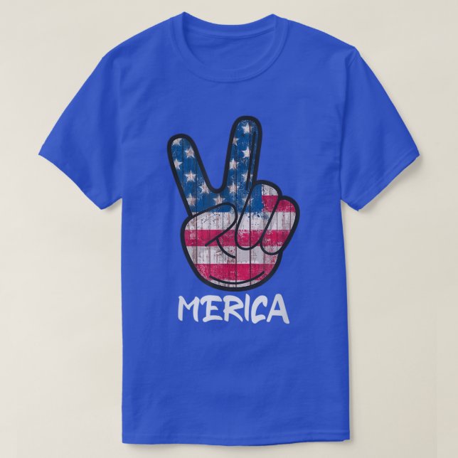 Retro USA 4th of July American Flag Merica Peace S T-Shirt (Design Front)