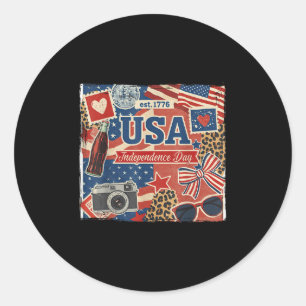 Retro Usa Est 1776 Independence Day 4th Of July Co Classic Round Sticker