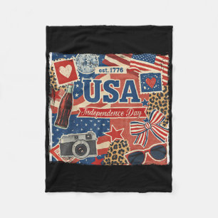 Retro Usa Est 1776 Independence Day 4th Of July Co Fleece Blanket