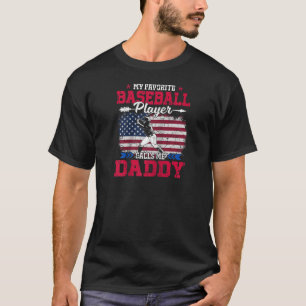 Retro USA Flag Baseball Player Calls Me Daddy 4th T-Shirt