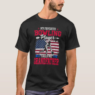 Retro Usa Flag Bowling Player Calls Me Grandfather T-Shirt