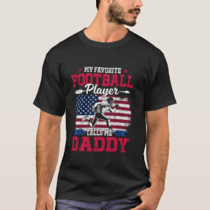 Retro USA Flag Football Player Calls Me Daddy 4th T-Shirt