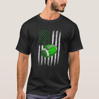 Retro USA Flag Football Shamrock Sports St. Patric T-Shirt