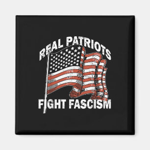 Retro Usa Flag Funny Real Patriots Fight Fascism P Magnet
