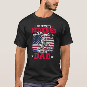 Retro Usa Flag Motocross Player Calls Me Dad 4th J T-Shirt