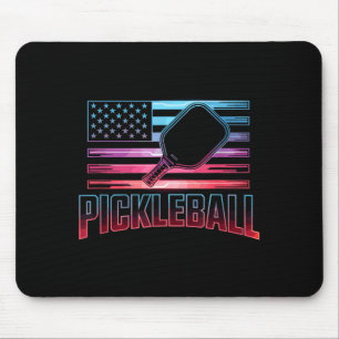 Retro usa flag patriotic pickleball paddle player mouse mat
