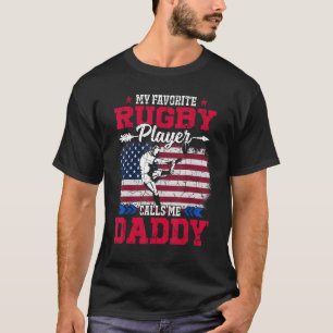 Retro Usa Flag Rugby Player Calls Me Daddy 4th Jul T-Shirt