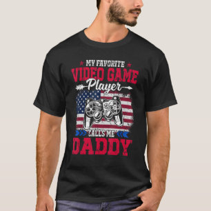 Retro Usa Flag Video Game Player Calls Me Daddy 4t T-Shirt