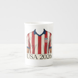 Retro USA Soccer Jersey Style Patriotic Red White  Bone China Mug