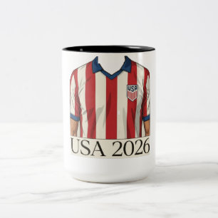 Retro USA Soccer Jersey Style Patriotic Red White Two-Tone Coffee Mug