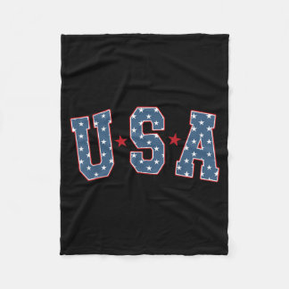 Retro USA Star 4th Of July Patritotic Independence Fleece Blanket
