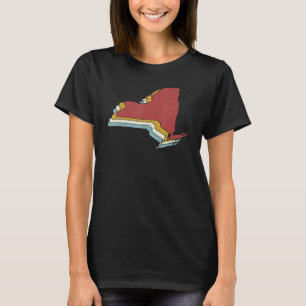 Retro USA State Vintage Map New York T-Shirt
