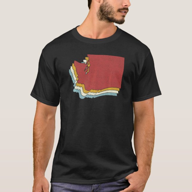 Retro USA State  Vintage Map Washington T-Shirt (Front)