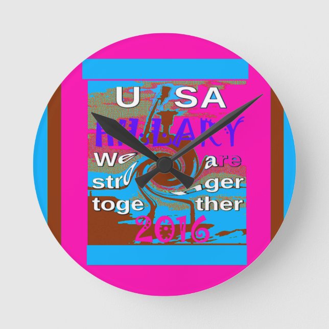 Retro USA Stronger Together Abstract Art Print Round Clock (Front)