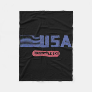Retro Usa Team American Freestyle Skiing Ski Vinta Fleece Blanket