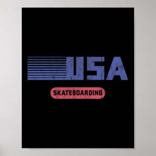 Retro Usa Team American Skateboarding Vintage Poster
