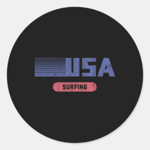 Retro Usa Team American Surfing Vintage Classic Round Sticker