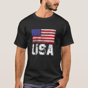 Retro Usa With American Flag Illustration Graphic T-Shirt