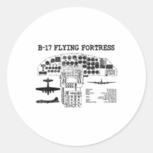 Retro Usa Wwii B-17 Pit Usa Warplane B17 Flying Fo Classic Round Sticker