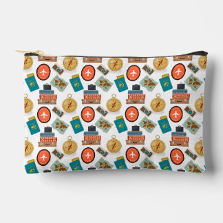 Retro Vacation Travel Themed Makeup Accessory Pouch