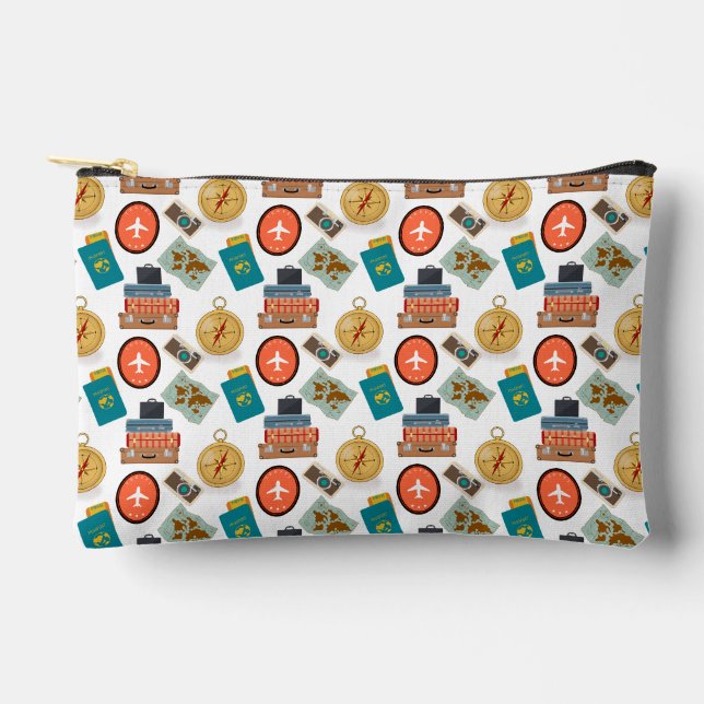 Retro Vacation Travel Themed Makeup  Accessory Pouch (Front)