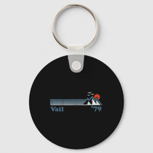Retro Vail Ski Resort Colorado Snowboard Mountain Key Ring