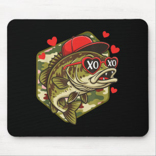 Retro Valentine B Fishing Camo Fisherman Valentine Mouse Mat