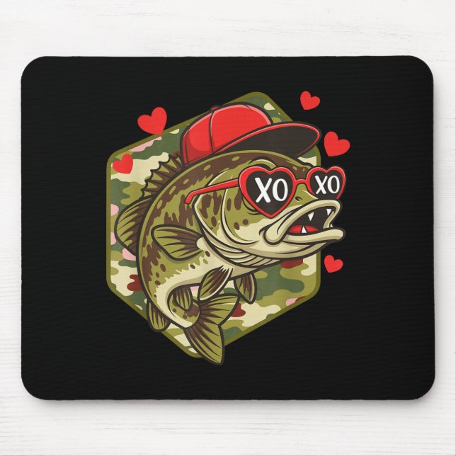 Retro Valentine B Fishing Camo Fisherman Valentine Mouse Mat (Front)