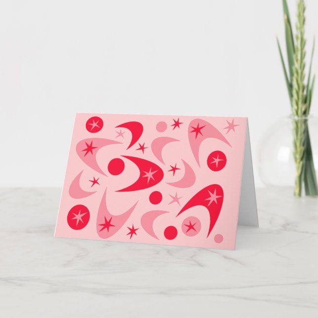 Retro Valentine Boomerangs Holiday Card (Front)