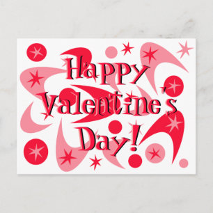 Retro Valentine Boomerangs Holiday Postcard